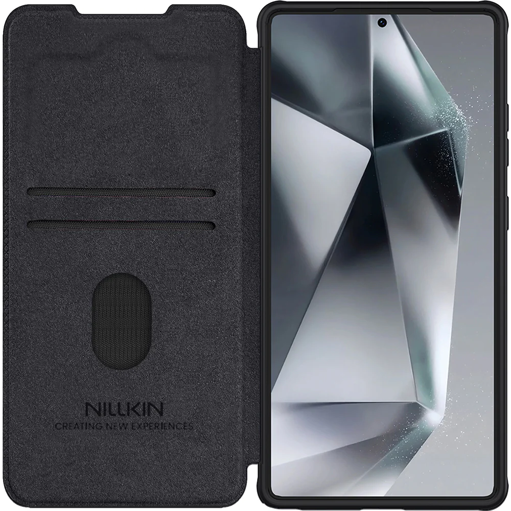 Handyhülle mit Klappe und Kameraschutz für Galaxy S25 Ultra, Nillkin Qin Pro, Schwarz - Image 4