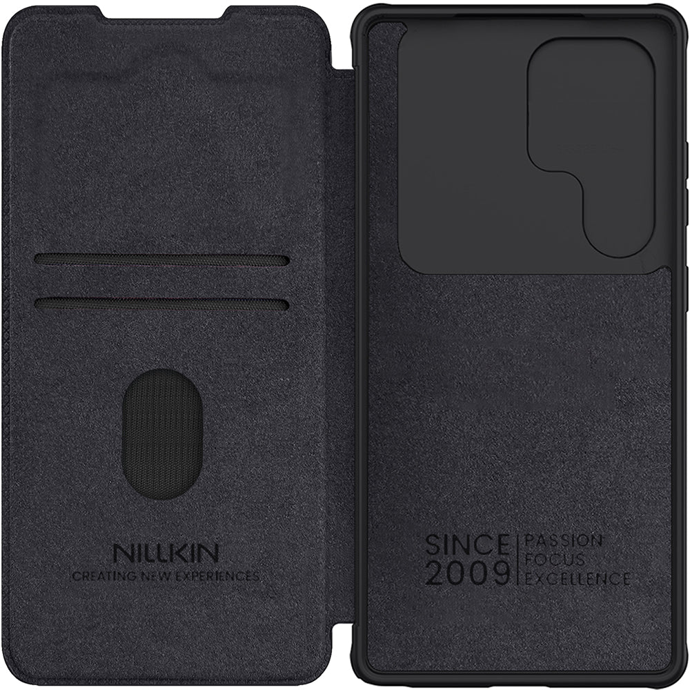 Handyhülle mit Klappe und Kameraschutz für Galaxy S25 Ultra, Nillkin Qin Pro, Schwarz - Image 6