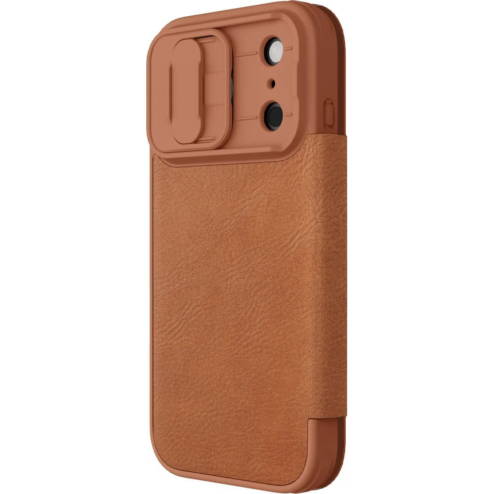 Handyhülle mit Klappe und Kameraschutz für iPhone 17 Pro, Nillkin Qin Pro, Braun - Image 2
