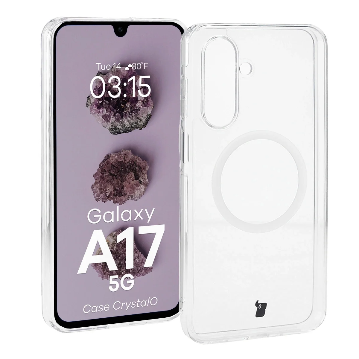 Handyhülle mit Magnetring für Galaxy A17 5G, Bizon Case CrystalO, Transparent