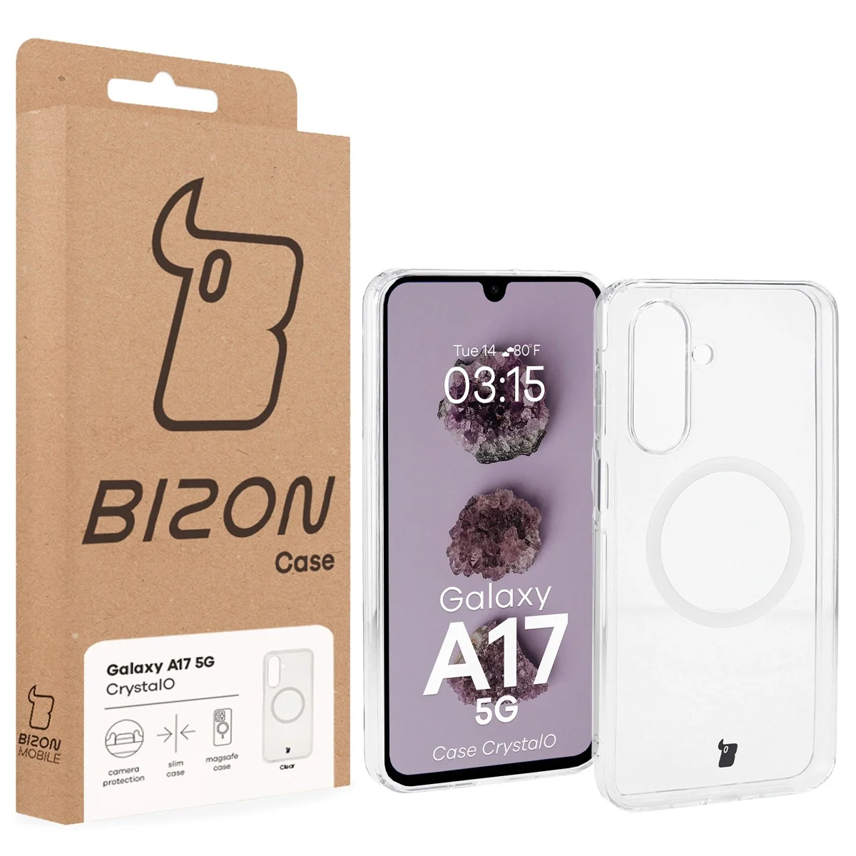 Handyhülle mit Magnetring für Galaxy A17 5G, Bizon Case CrystalO, Transparent - Image 7