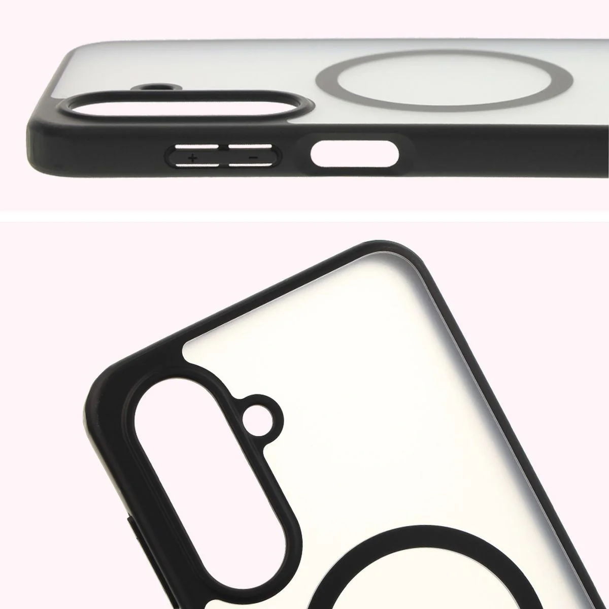 Handyhülle mit Magnetring für Galaxy A26 5G, Bizon Case MatteO, Semitransparent mit schwarzem Rand - Image 4