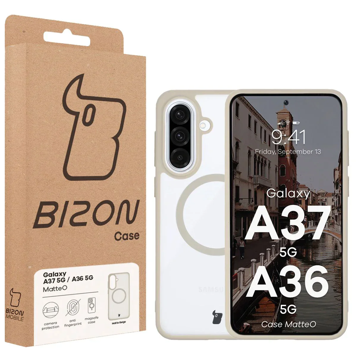 Handyhülle mit Magnetring für Galaxy A37 5G / A36 5G, Bizon Case MatteO, Getönt-Beige - Image 7