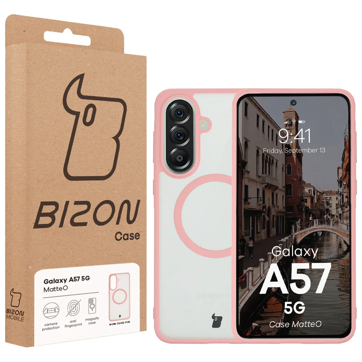 Handyhülle mit Magnetring für Galaxy A57 5G, Bizon Case MatteO, Getönt-Hellrosa - Image 7