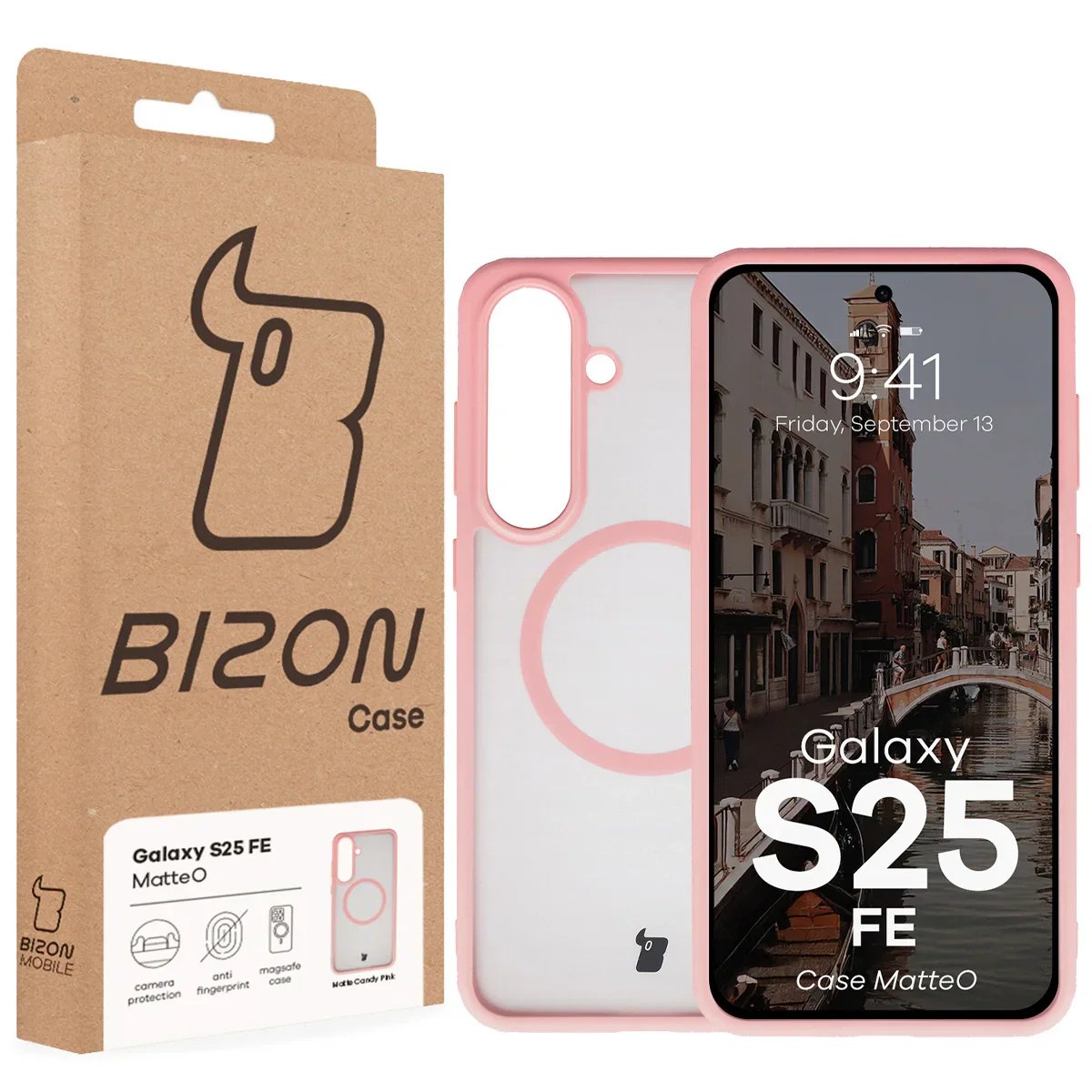 Handyhülle mit Magnetring für Galaxy S25 FE, Bizon Case MatteO, Getönt-Hellrosa - Image 7