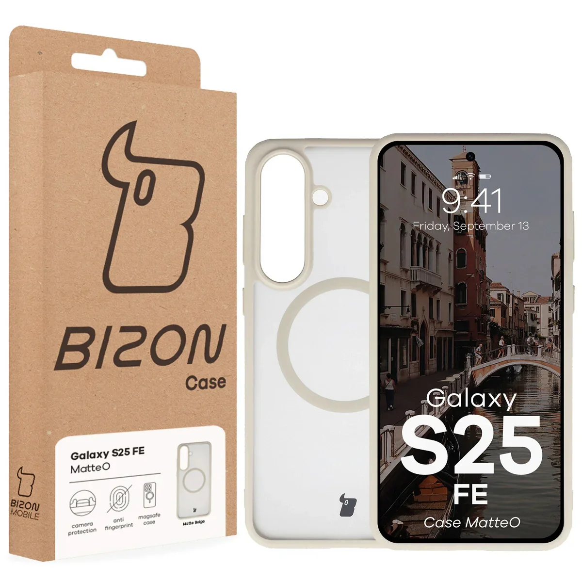 Handyhülle mit Magnetring für Galaxy S25 FE, Bizon Case MatteO, Getönt-Beige - Image 7