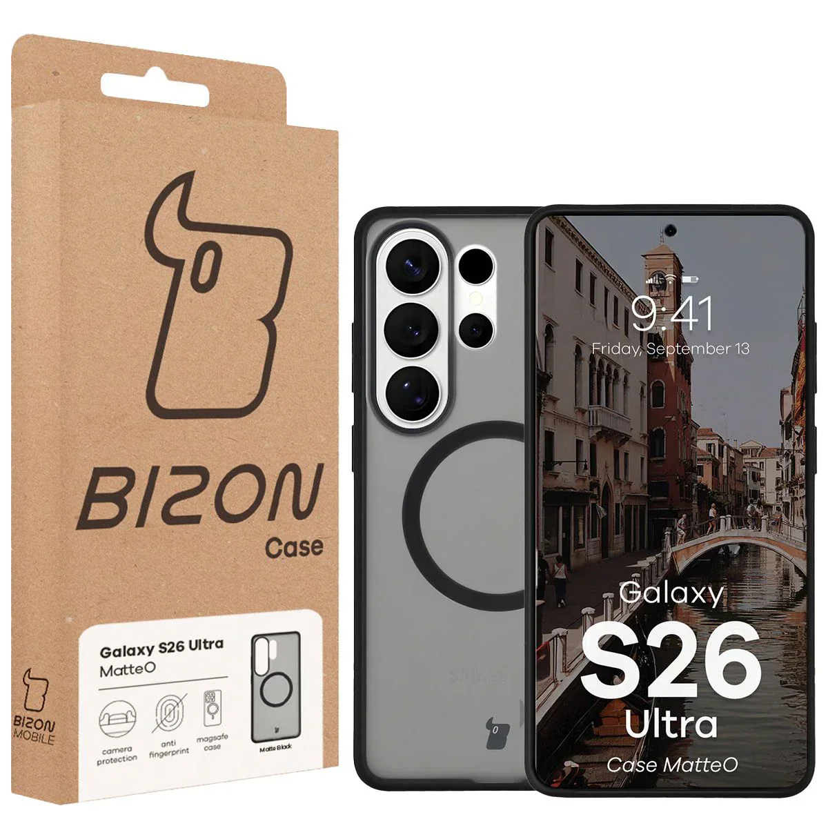 Handyhülle mit Magnetring für Galaxy S26 Ultra, Bizon Case MatteO, Getönt-Schwarz - Image 7