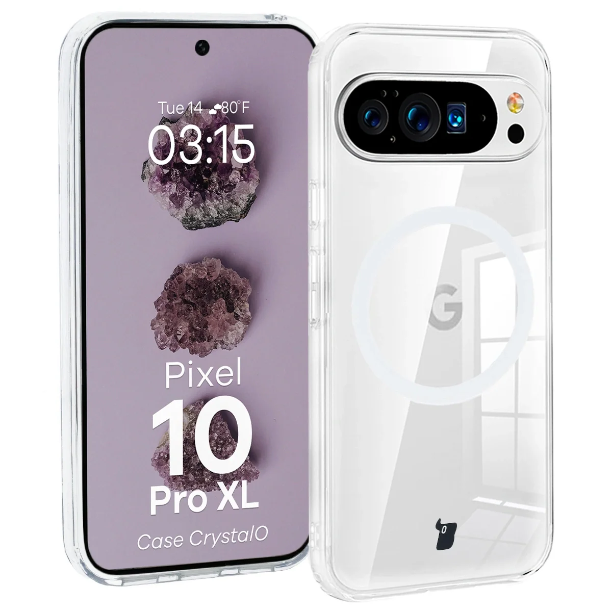 Handyhülle mit Magnetring für Google Pixel 10 Pro XL, Bizon Case CrystalO, Transparent