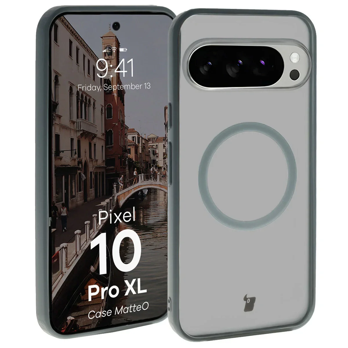 Handyhülle mit Magnetring für Pixel 10 Pro XL, Bizon Case MatteO, Getönt-Grau