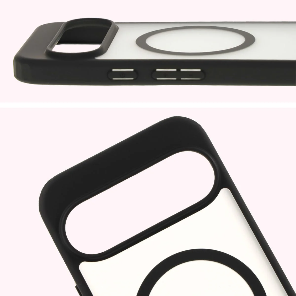 Handyhülle mit Magnetring für Google Pixel 9/9 Pro, Bizon Case MatteO, Semitransparent mit schwarzem Rand - Image 4