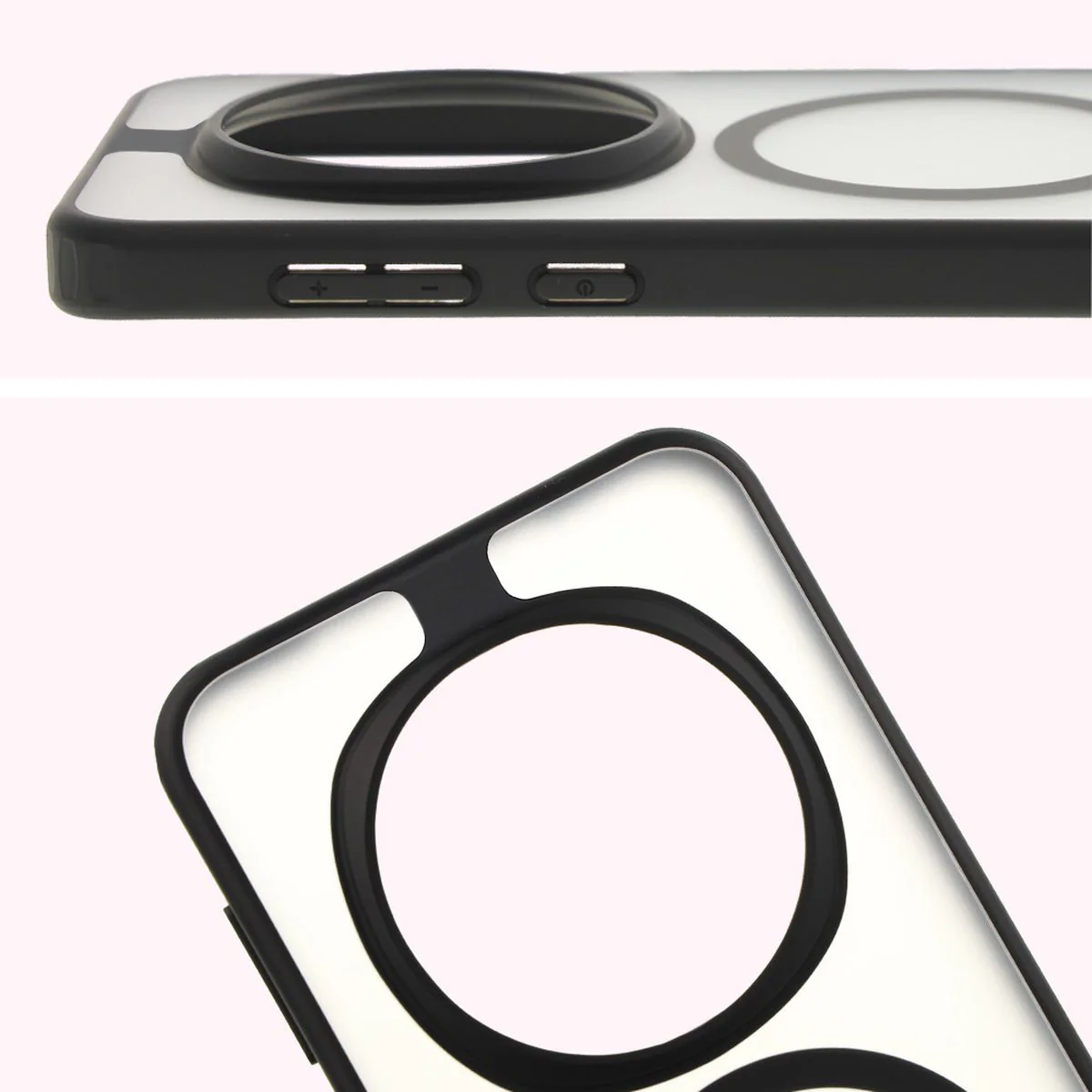 Handyhülle mit Magnetring für Honor Magic7 Pro, Bizon Case MatteO, Semitransparent mit schwarzem Rand - Image 4