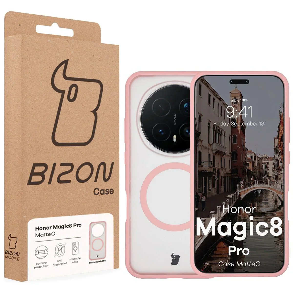 Handyhülle mit Magnetring für Honor Magic8 Pro, Bizon Case MatteO, Getönt-Hellrosa - Image 7