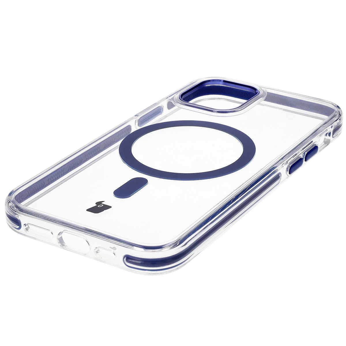 Handyhülle mit Magnetring für iPhone 12 Pro / 12, Bizon Case Marco, Transparent mit blauem Rahmen - Image 6