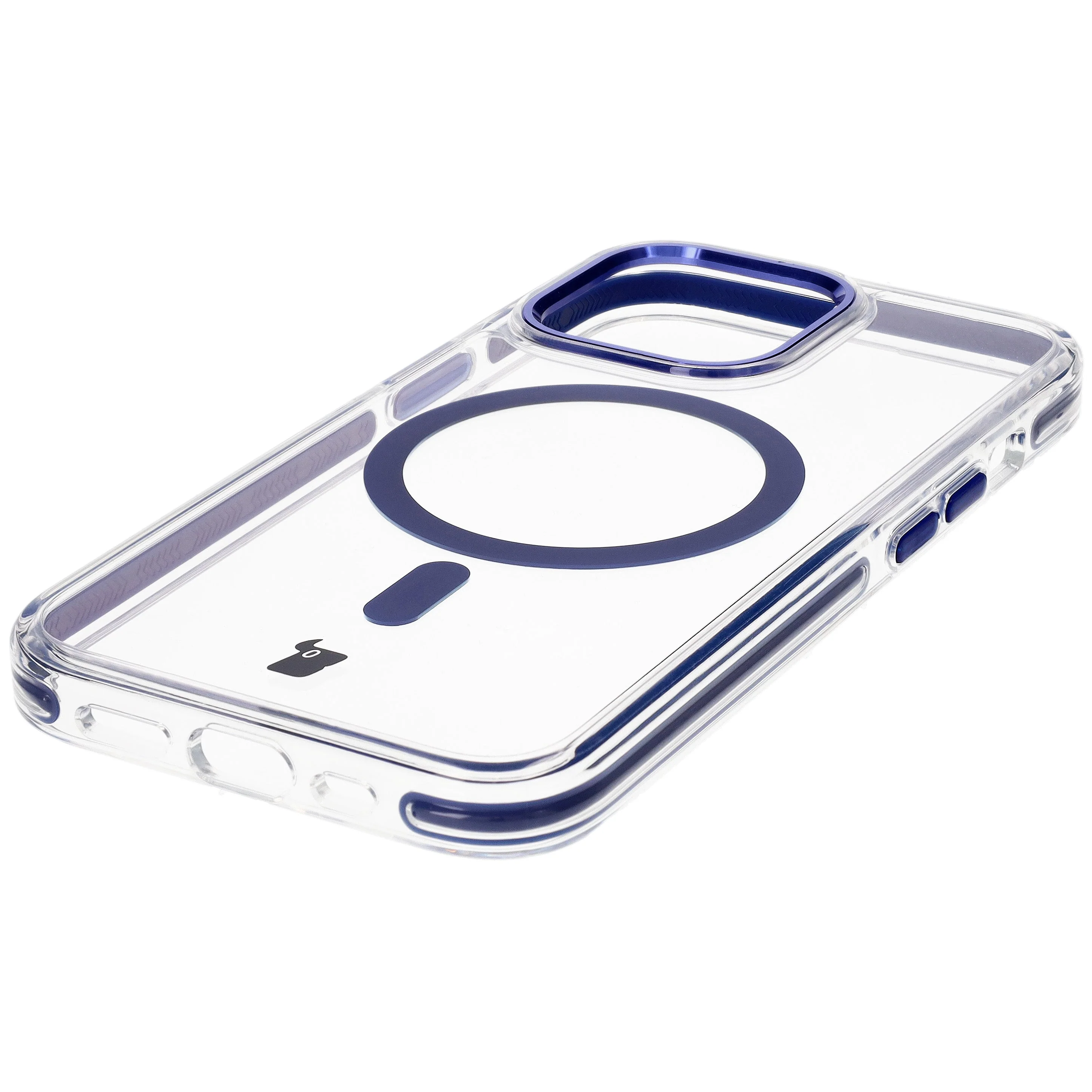 Handyhülle mit Magnetring für iPhone 13 Pro, Bizon Case Marco, Transparent mit blauem Rahmen - Image 6
