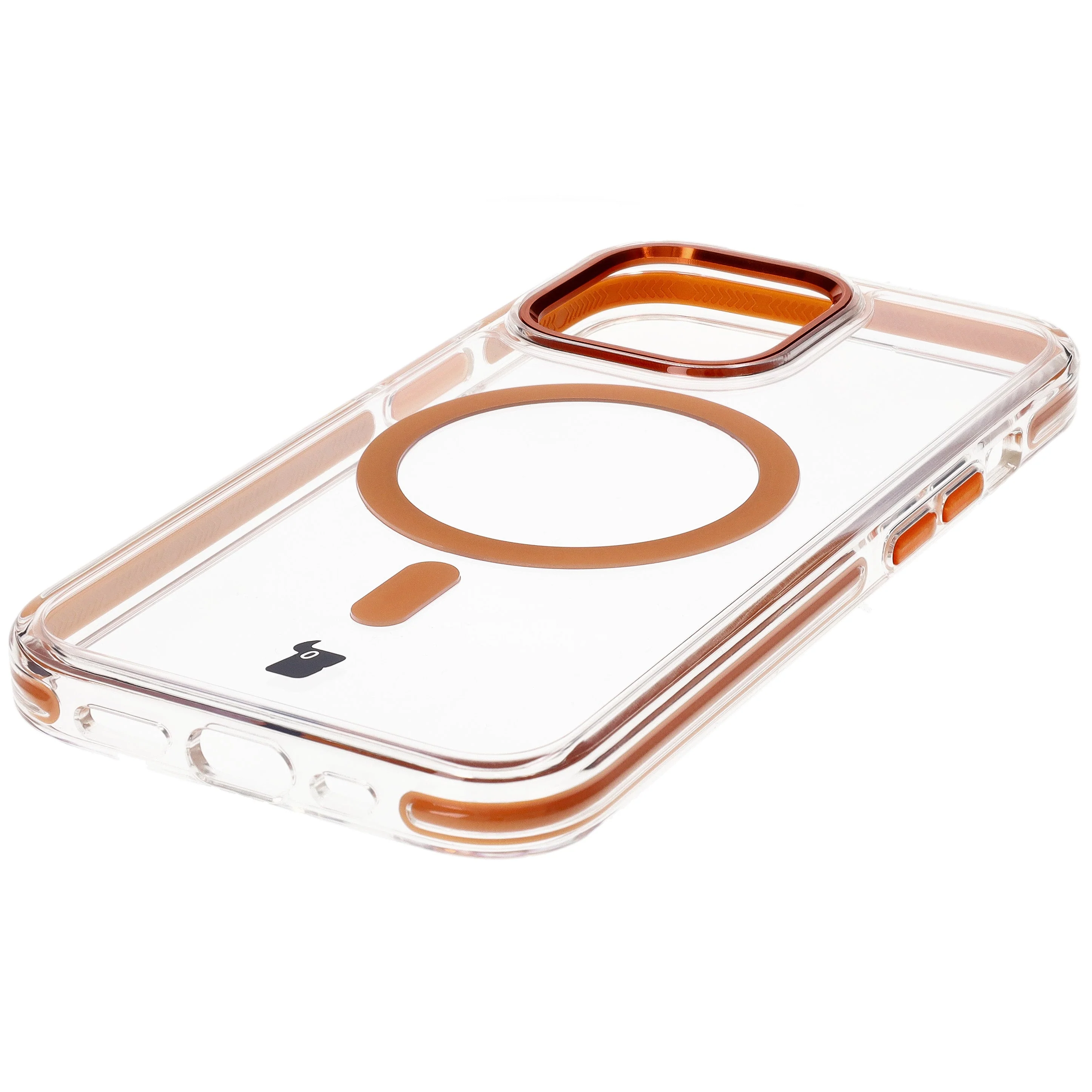 Handyhülle mit Magnetring für iPhone 13 Pro, Bizon Case Marco, Transparent mit orangem Rahmen - Image 6
