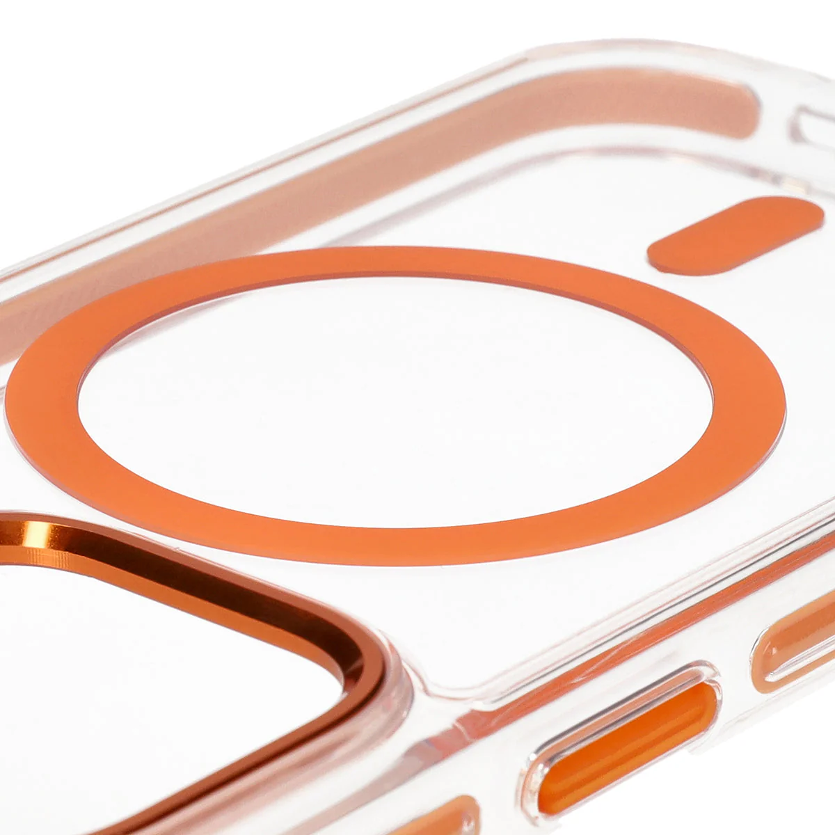 Handyhülle mit Magnetring für iPhone 14 Pro, Bizon Case Marco, Transparent mit orangem Rahmen - Image 3