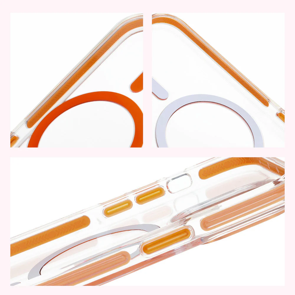 Handyhülle mit Magnetring für iPhone 14 Pro, Bizon Case Marco, Transparent mit orangem Rahmen - Image 5