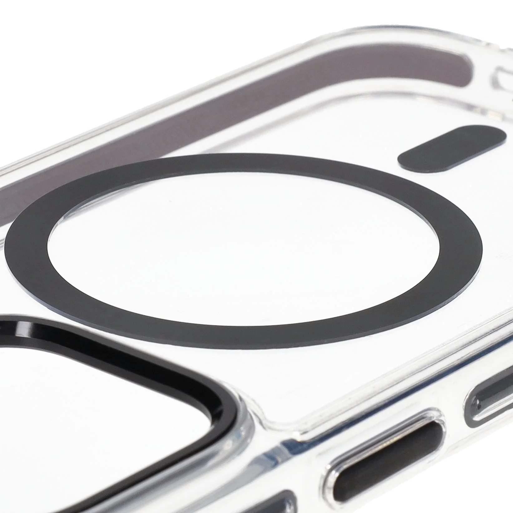 Handyhülle mit Magnetring für iPhone 14 Pro, Bizon Case Marco, Transparent mit schwarzem Rahmen - Image 3