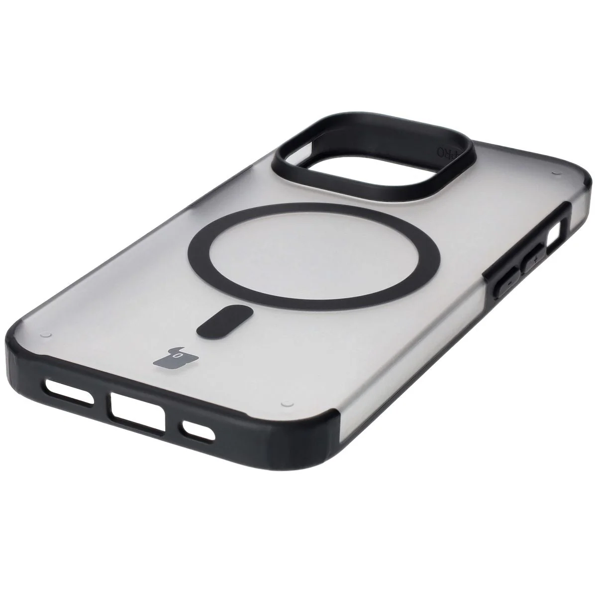Handyhülle mit Magnetring für iPhone 14 Pro, Bizon Case MatteO, Semitransparent mit schwarzem Rand - Image 6