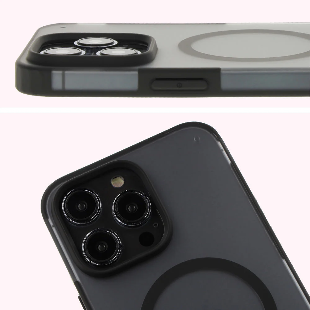 Handyhülle mit Magnetring für iPhone 14 Pro Max, Bizon Case MatteO, Semitransparent mit schwarzem Rand - Image 3