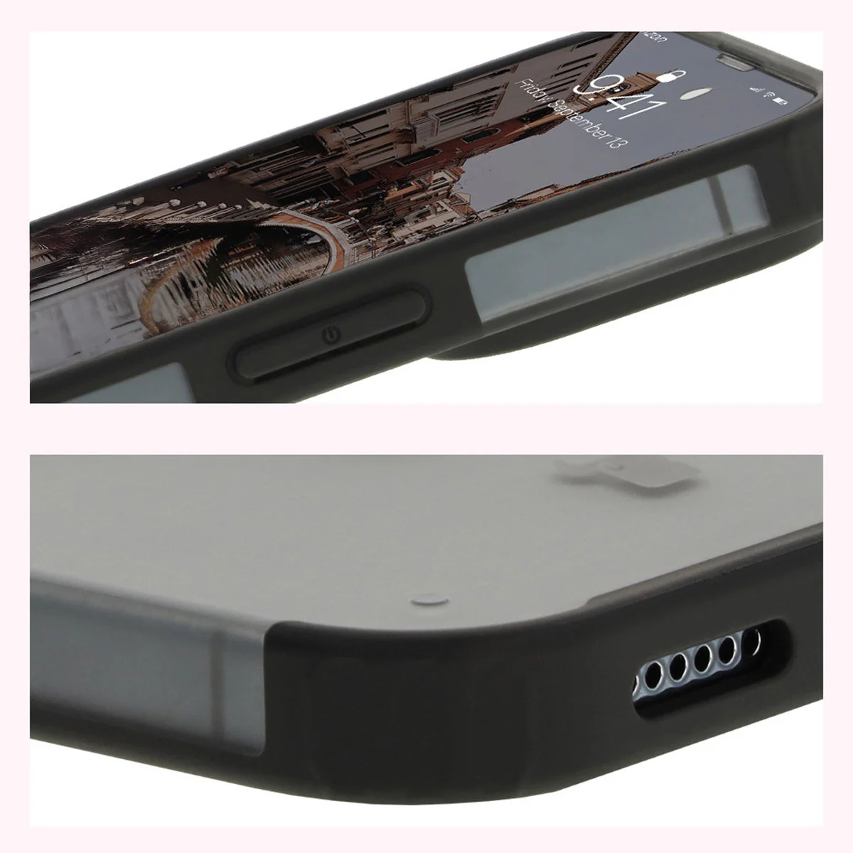 Handyhülle mit Magnetring für iPhone 14 Pro Max, Bizon Case MatteO, Semitransparent mit schwarzem Rand - Image 4