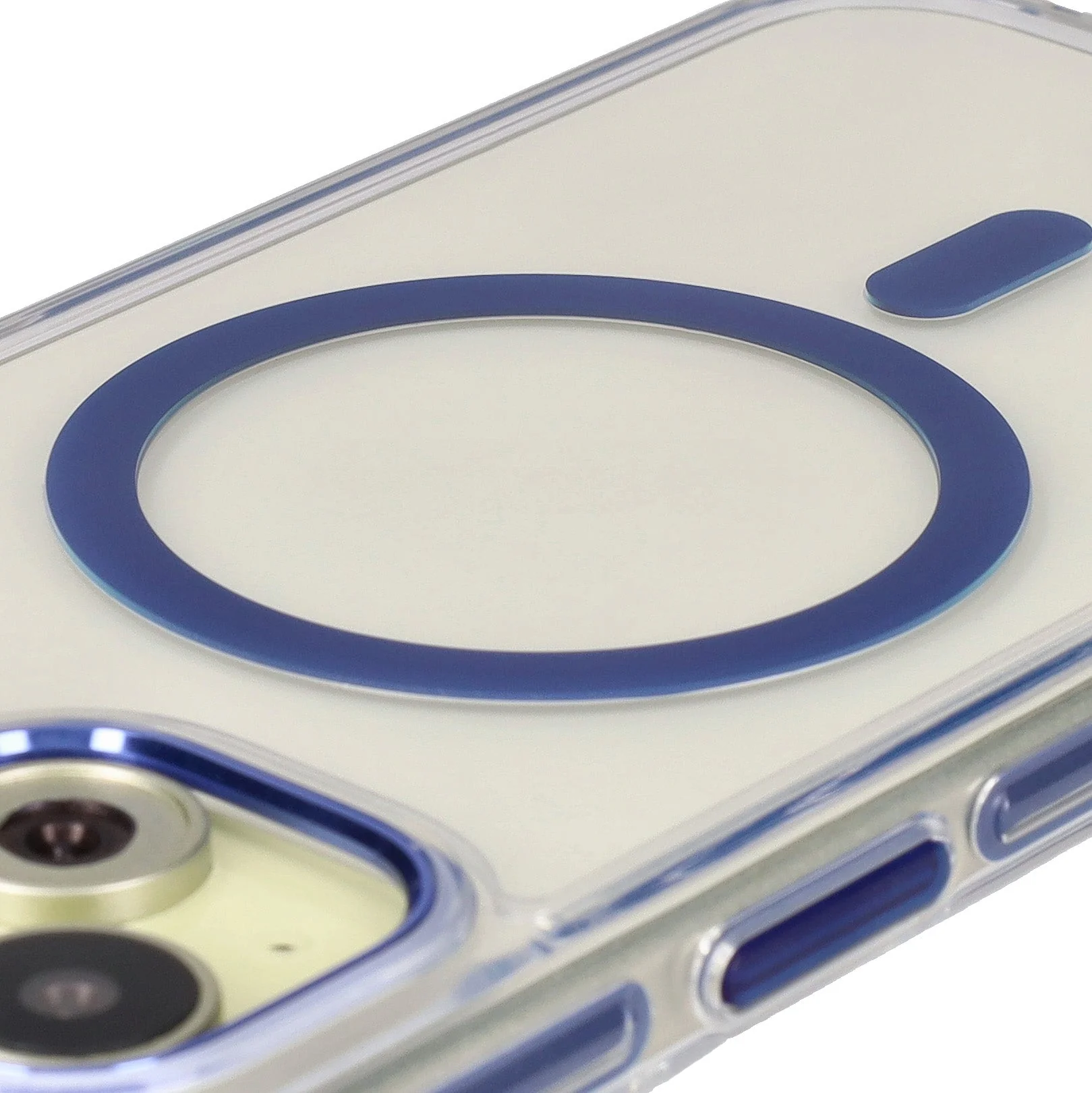 Handyhülle mit Magnetring für iPhone 15, Bizon Case Marco, Transparent mit blauem Rahmen - Image 3