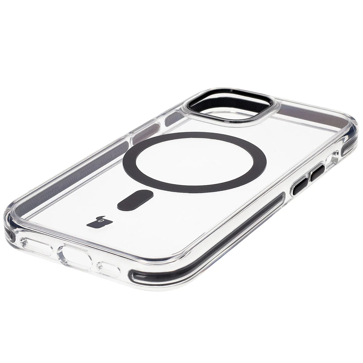 Handyhülle mit Magnetring für iPhone 15, Bizon Case Marco, Transparent mit schwarzem Rahmen - Image 6