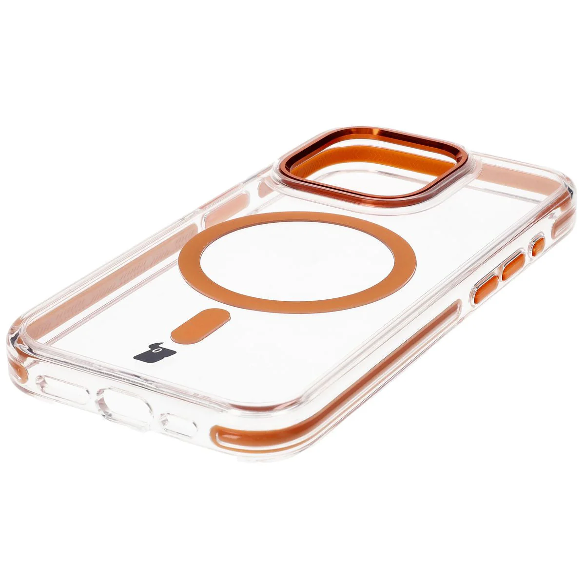 Handyhülle mit Magnetring für iPhone 15 Pro, Bizon Case Marco, Transparent mit orangem Rahmen - Image 6