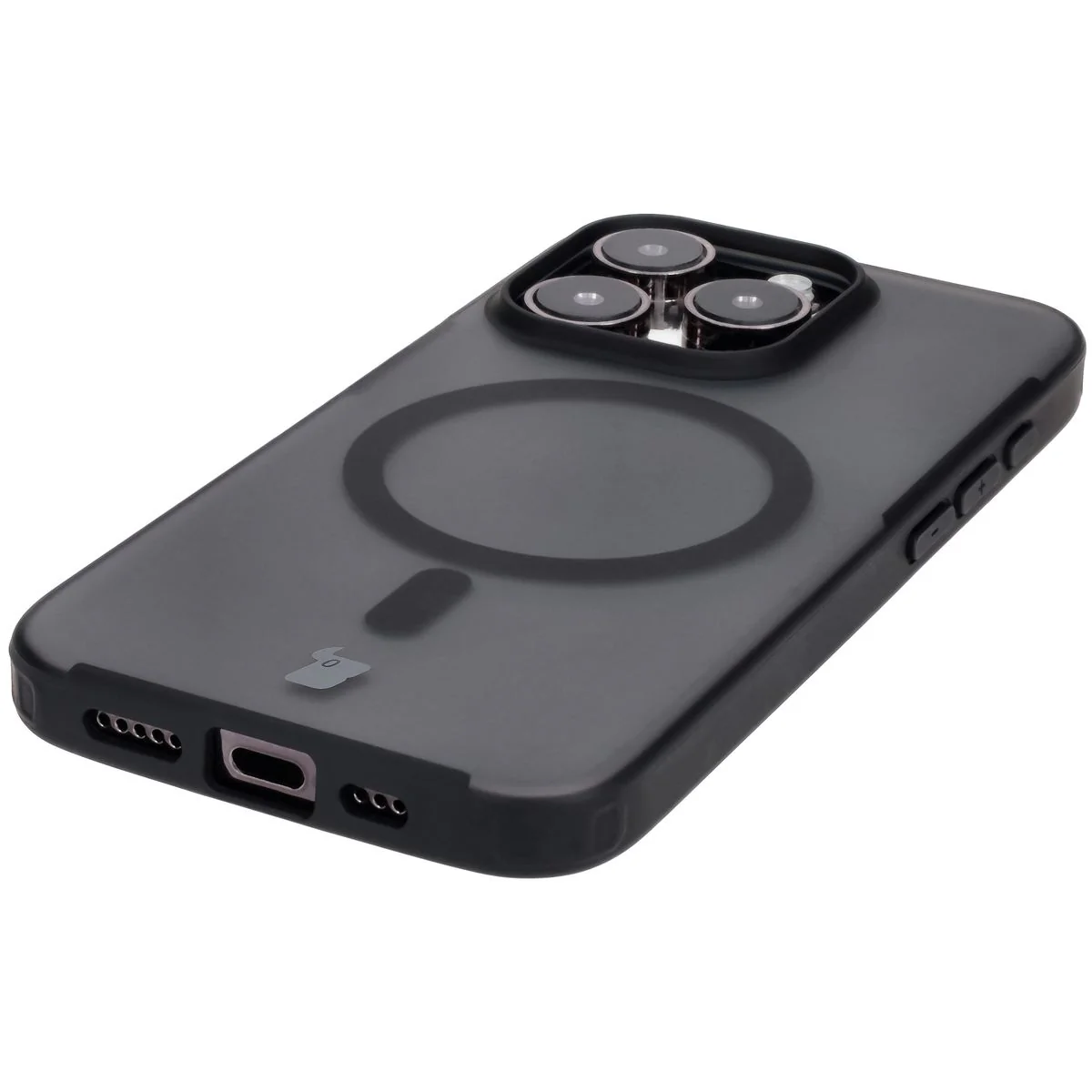 Handyhülle mit Magnetring für iPhone 15 Pro, Bizon Case MatteO, Semitransparent mit schwarzem Rand - Image 6