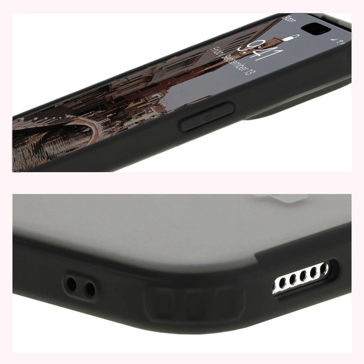 Handyhülle mit Magnetring für iPhone 15 Pro Max, Bizon Case MatteO, Semitransparent mit schwarzem Rand - Image 5