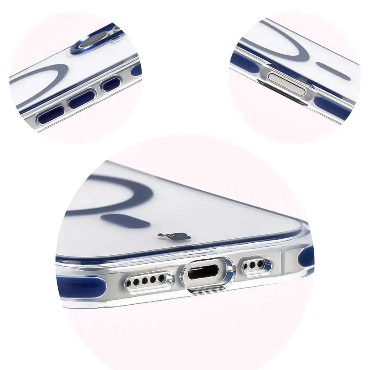 Handyhülle mit Magnetring für iPhone 17, Bizon Case Marco, Transparent mit blauem Rahmen - Image 9