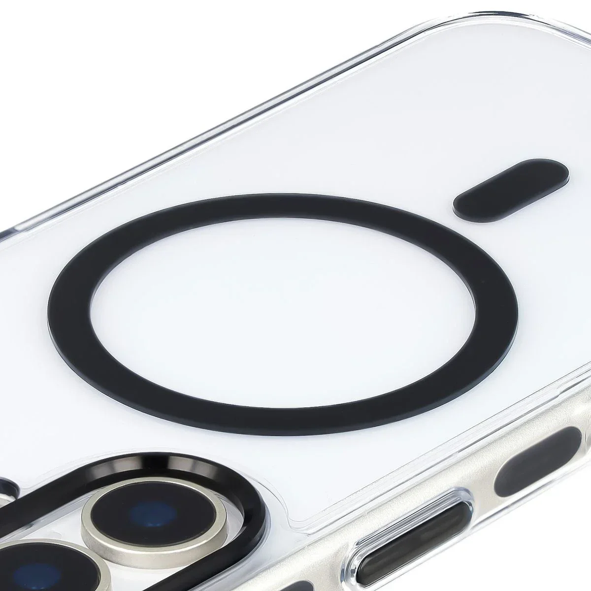 Handyhülle mit Magnetring für iPhone 17, Bizon Case Marco, Transparent mit schwarzem Rahmen - Image 5