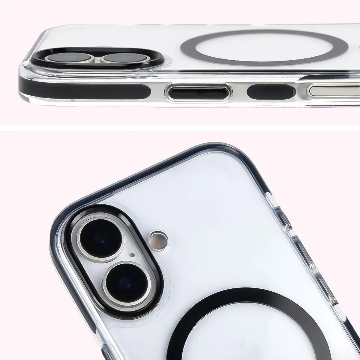 Handyhülle mit Magnetring für iPhone 17, Bizon Case Marco, Transparent mit schwarzem Rahmen - Image 6