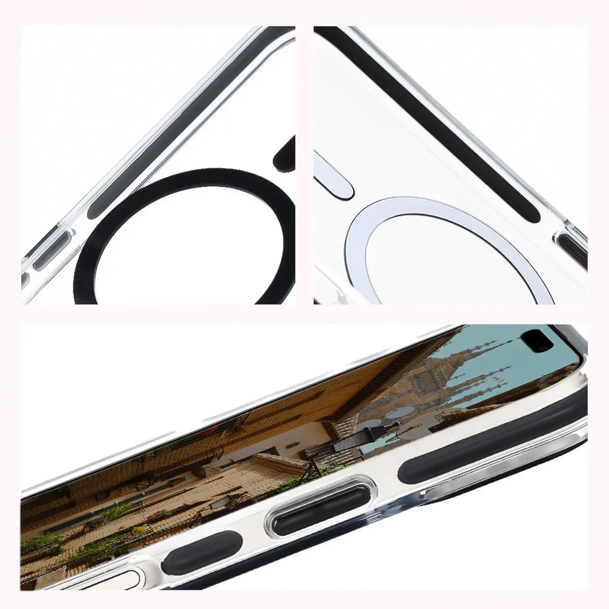 Handyhülle mit Magnetring für iPhone 17, Bizon Case Marco, Transparent mit schwarzem Rahmen - Image 7