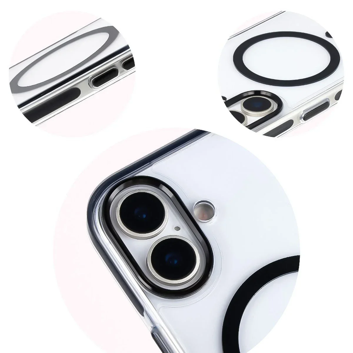 Handyhülle mit Magnetring für iPhone 17, Bizon Case Marco, Transparent mit schwarzem Rahmen - Image 8