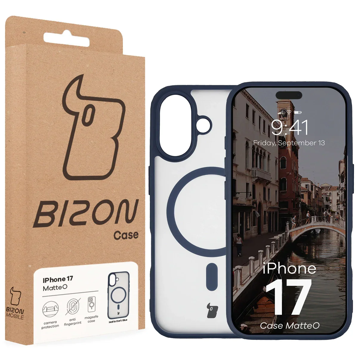 Handyhülle mit Magnetring für iPhone 17, Bizon Case MatteO, Getönt-Dunkelblau - Image 7