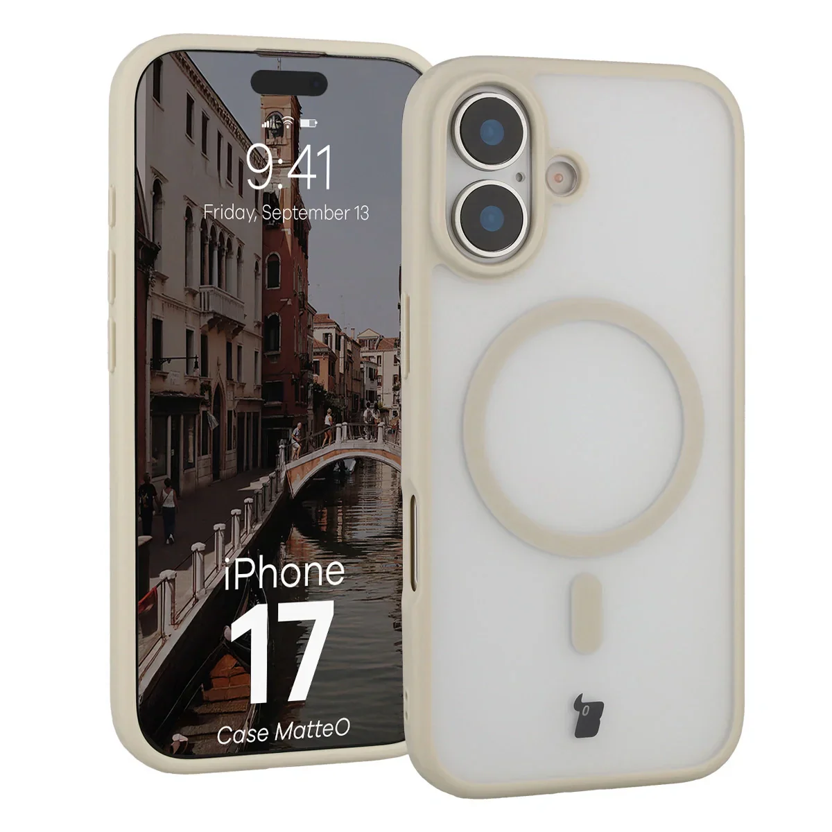 Handyhülle mit Magnetring für iPhone 17, Bizon Case MatteO, Getönt-Beige