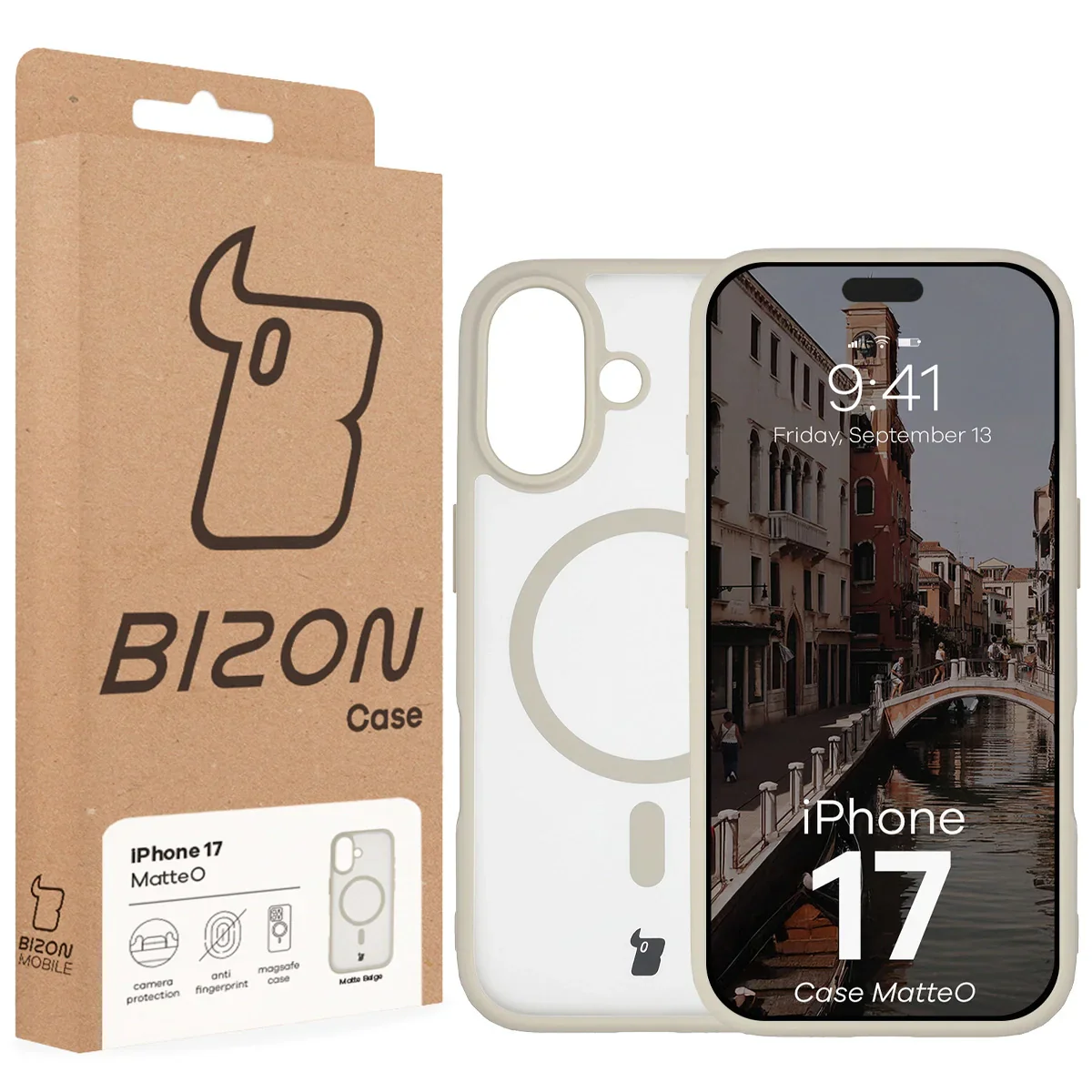 Handyhülle mit Magnetring für iPhone 17, Bizon Case MatteO, Getönt-Beige - Image 7