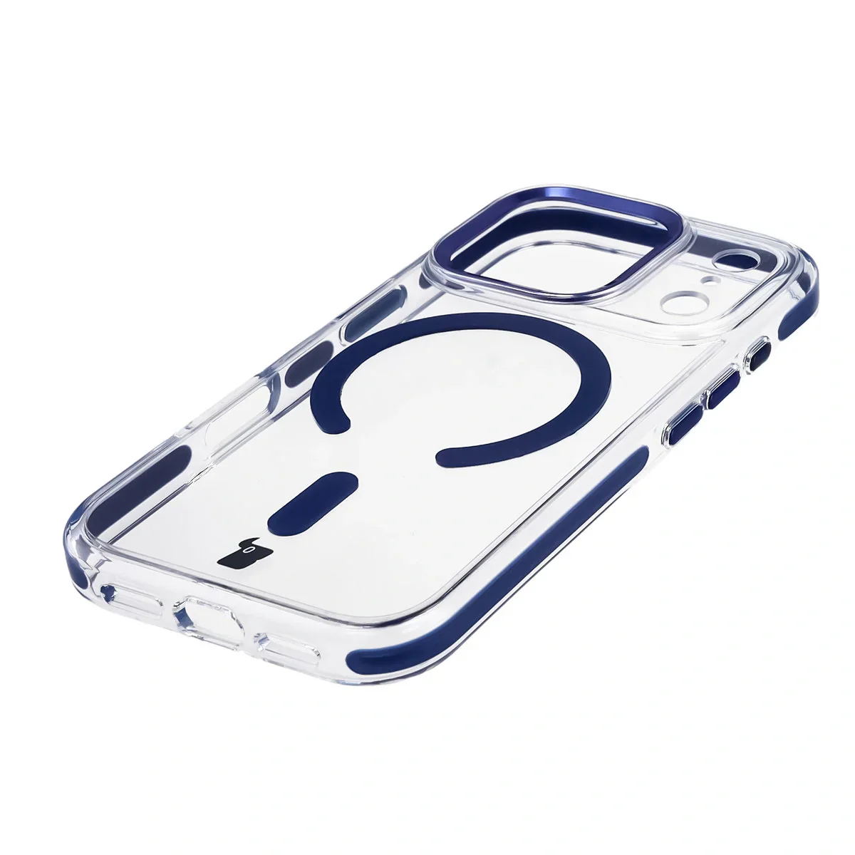 Handyhülle mit Magnetring für iPhone 17 Pro, Bizon Case Marco, Transparent mit blauem Rahmen - Image 3