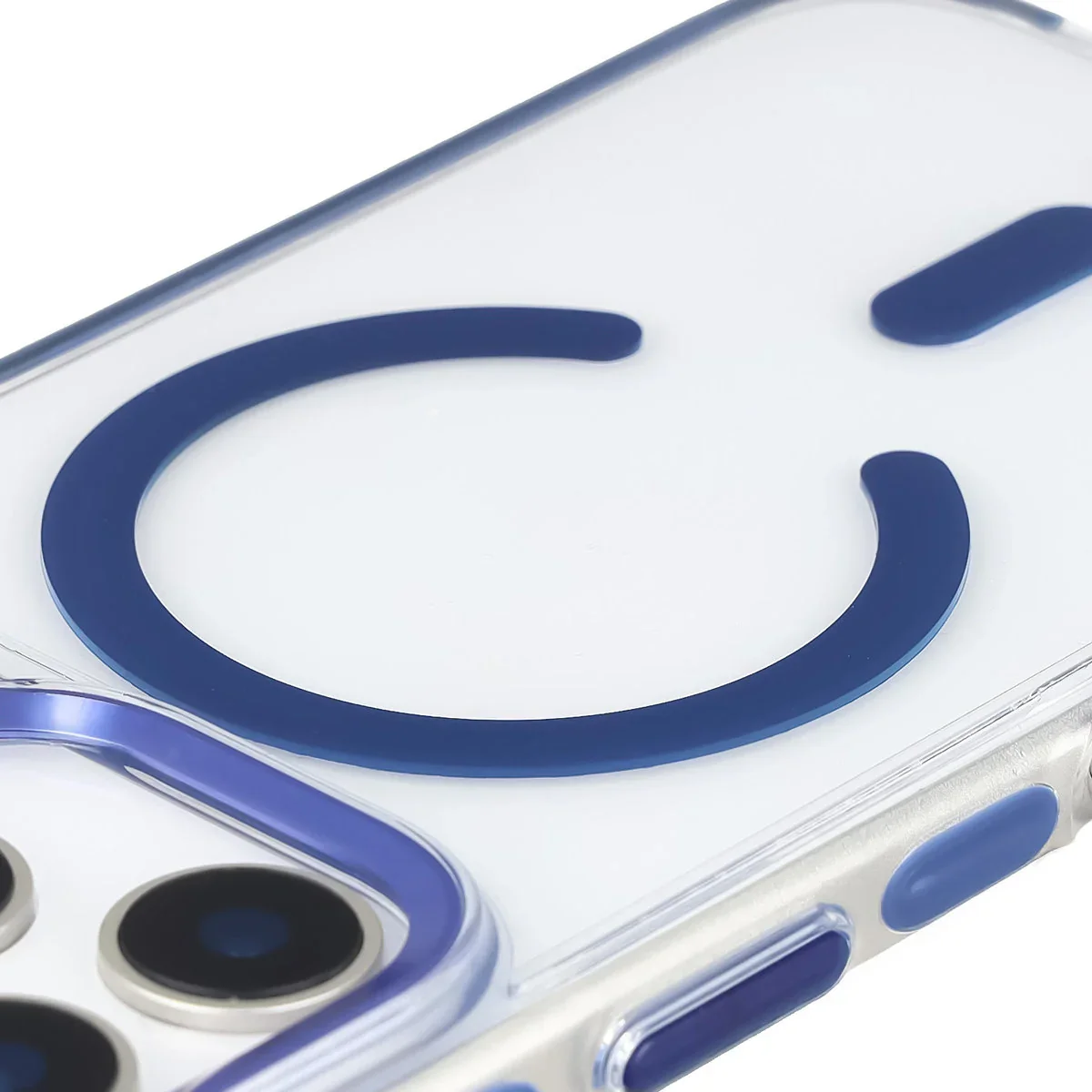 Handyhülle mit Magnetring für iPhone 17 Pro, Bizon Case Marco, Transparent mit blauem Rahmen - Image 5