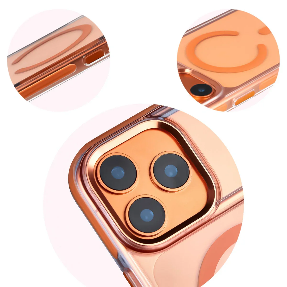 Handyhülle mit Magnetring für iPhone 17 Pro Max, Bizon Case Marco, Transparent mit orangem Rahmen - Image 8