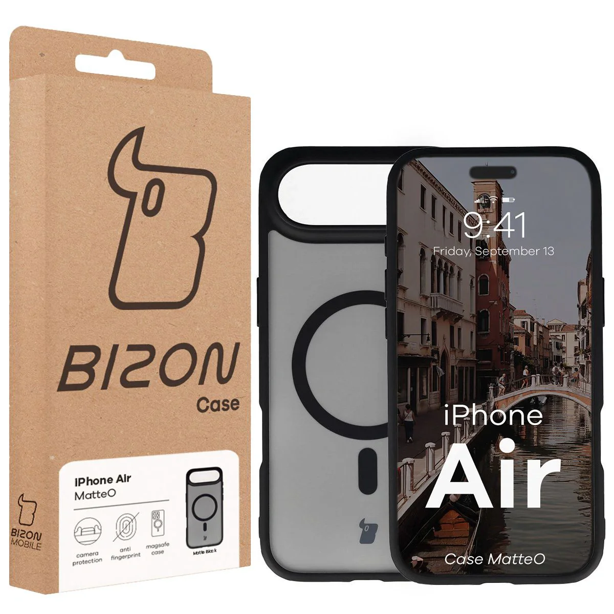 Handyhülle mit Magnetring für iPhone Air, Bizon Case MatteO, Getönt-Schwarz - Image 7