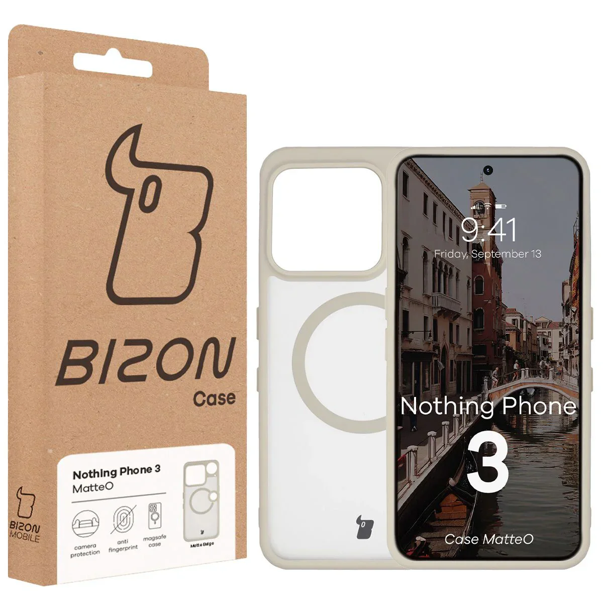 Handyhülle mit Magnetring für Nothing Phone (3), Bizon Case MatteO, Getönt-Beige - Image 7