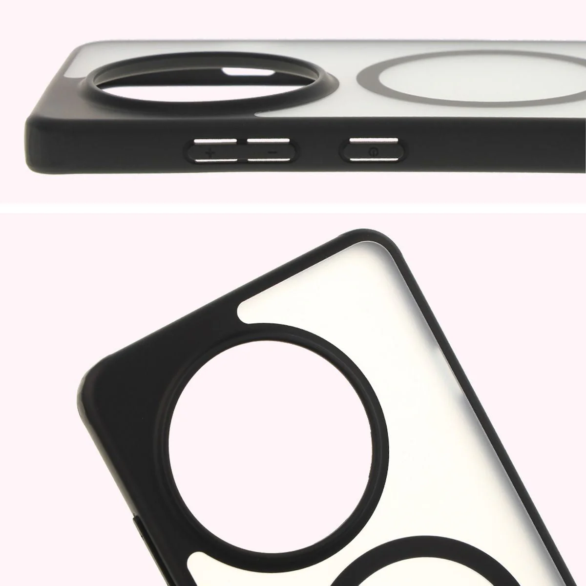 Handyhülle mit Magnetring für OnePlus 13R, Bizon Case MatteO, Semitransparent mit schwarzem Rand - Image 4