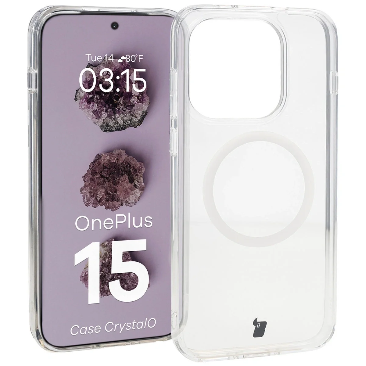 Handyhülle mit Magnetring für OnePlus 15, Bizon Case CrystalO, Transparent
