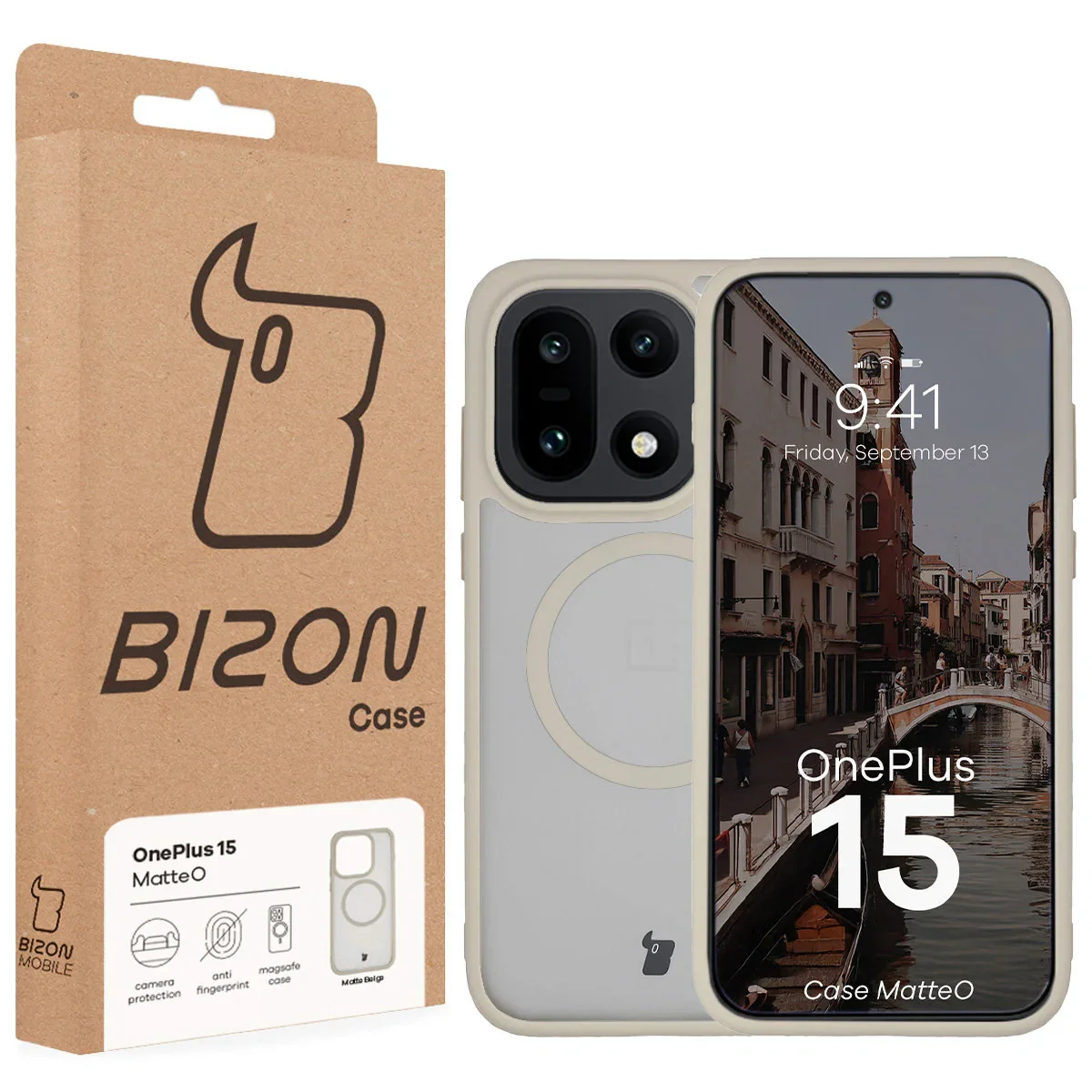 Handyhülle mit Magnetring für OnePlus 15, Bizon Case MatteO, Getönt-Beige - Image 7