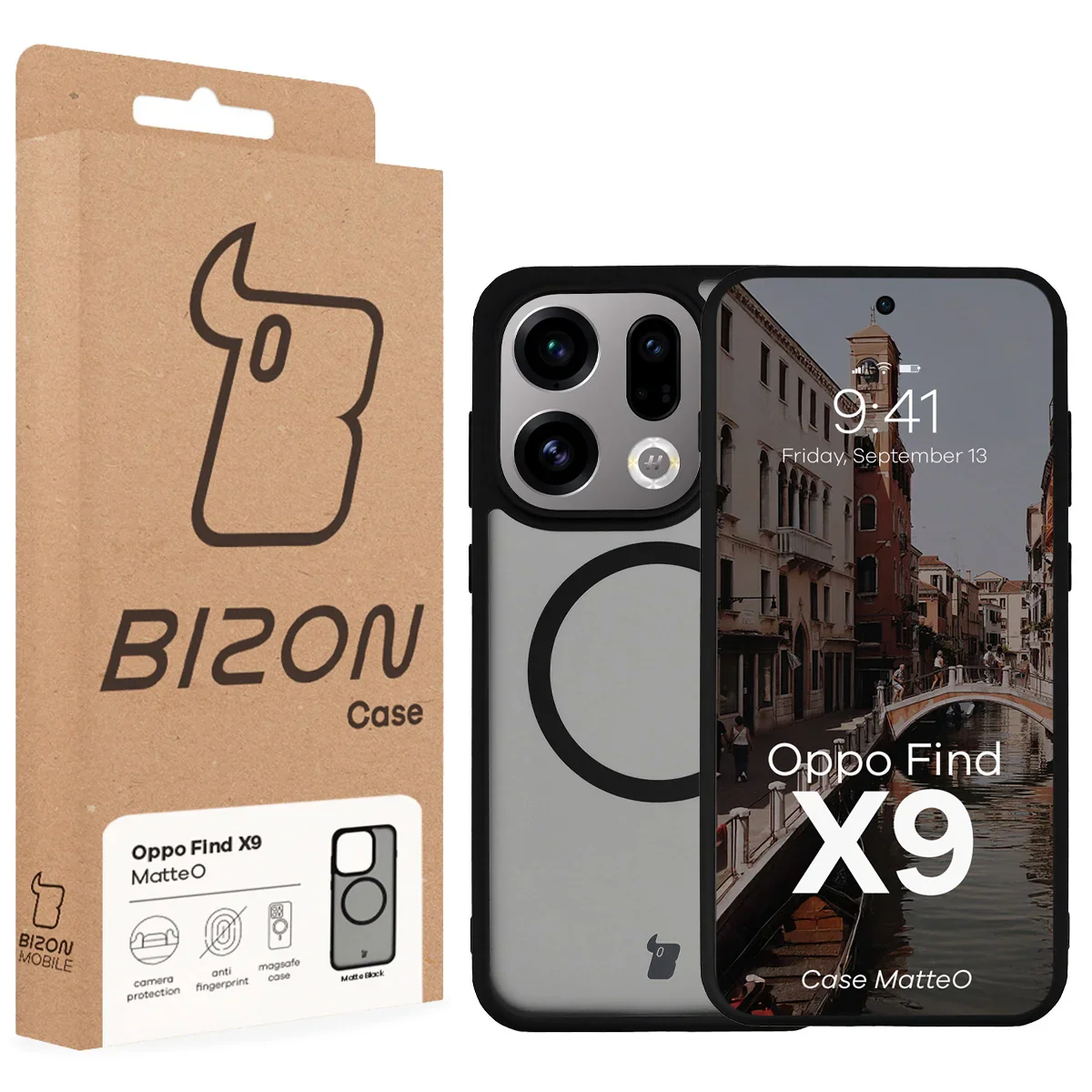 Handyhülle mit Magnetring für Oppo Find X9, Bizon Case MatteO, Getönt-Schwarz - Image 7