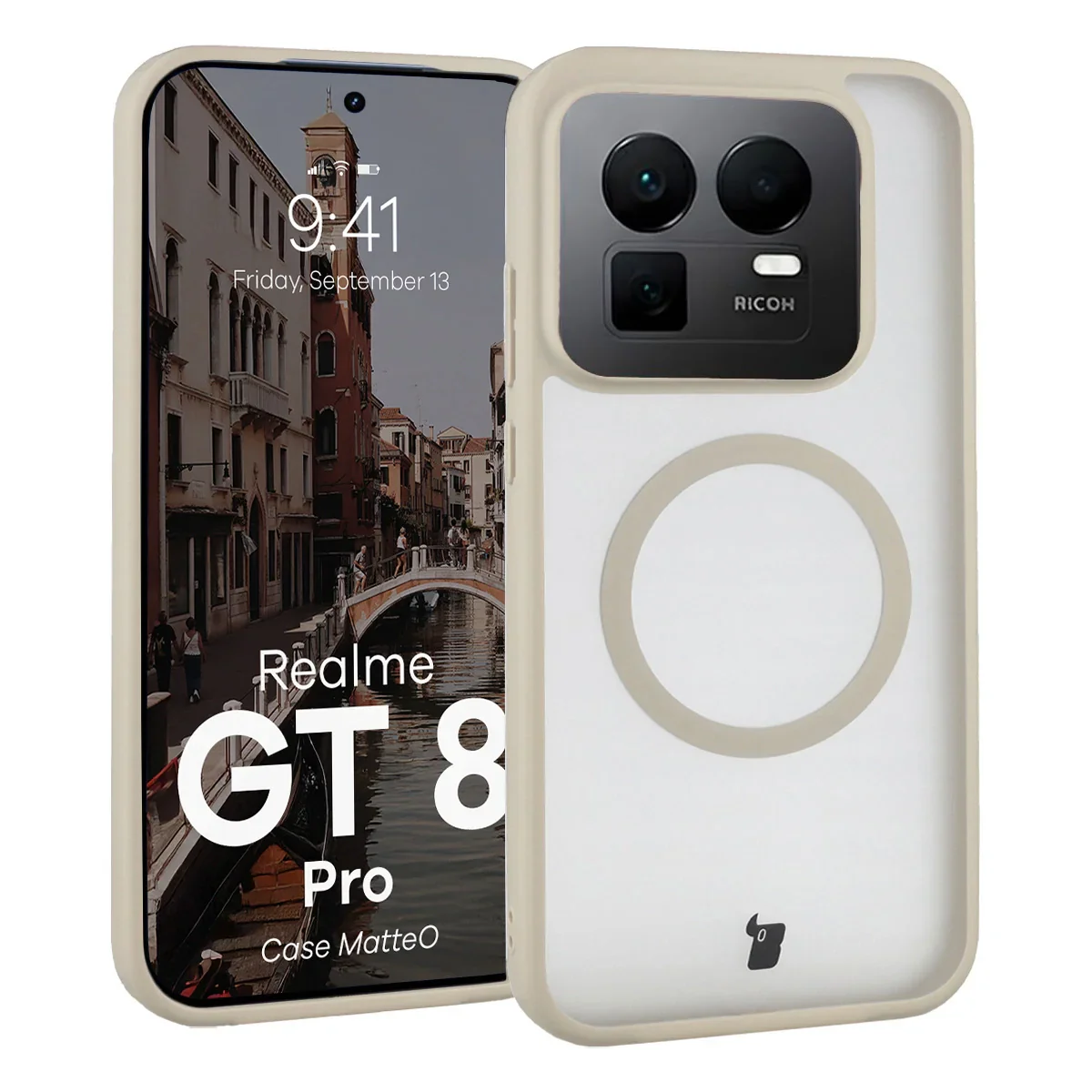 Handyhülle mit Magnetring für Realme GT 8 Pro, Bizon Case MatteO, Getönt-Beige