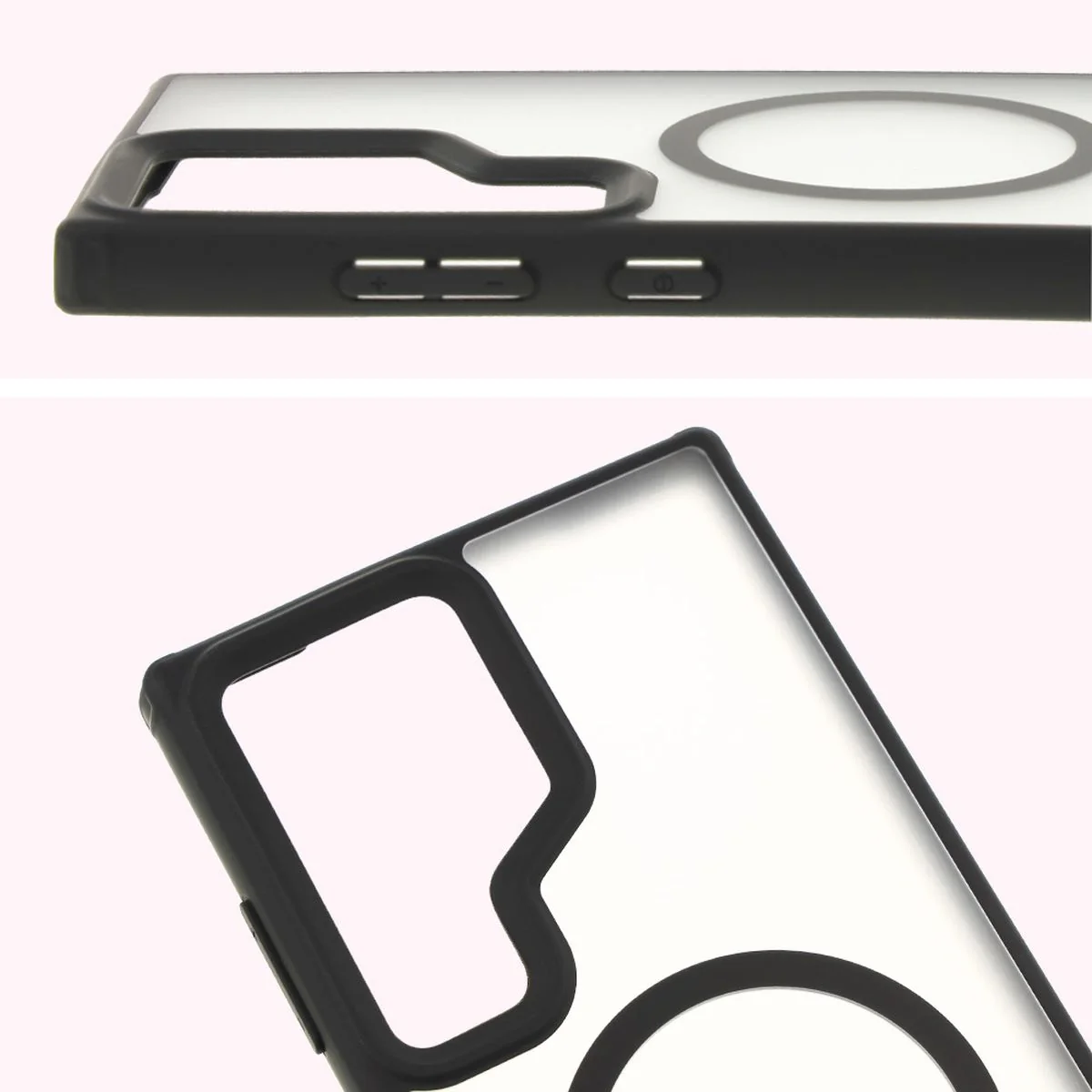 Handyhülle mit Magnetring für Galaxy S24 Ultra, Bizon Case MatteO, Semitransparent mit schwarzem Rand - Image 4