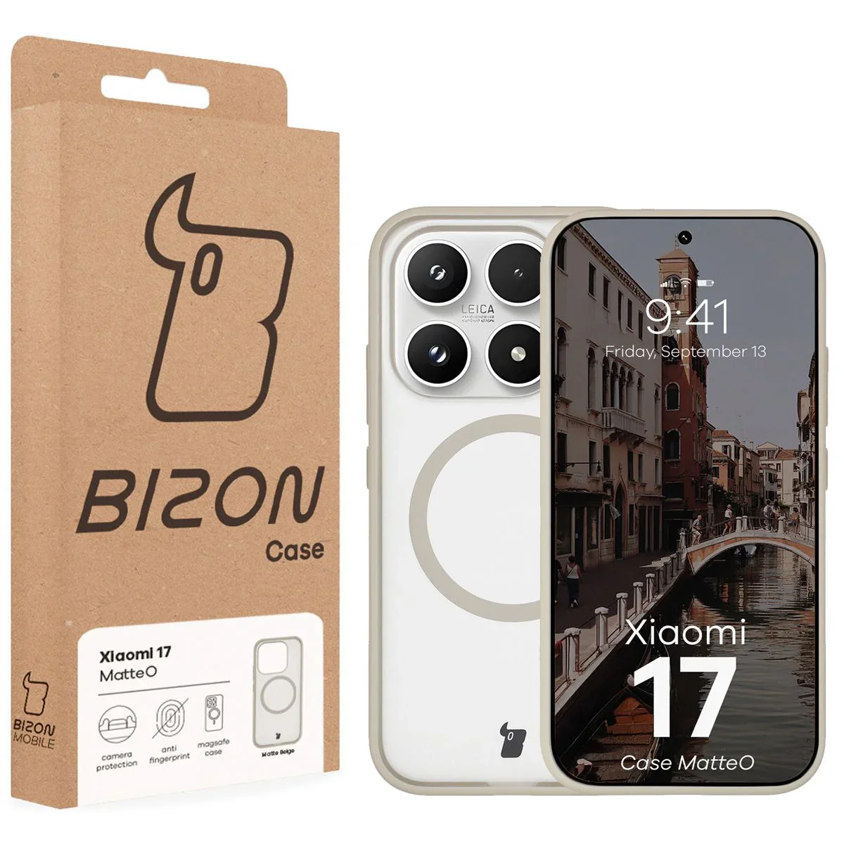 Handyhülle mit Magnetring für Xiaomi 17, Bizon Case MatteO, Getönt-Beige - Image 7